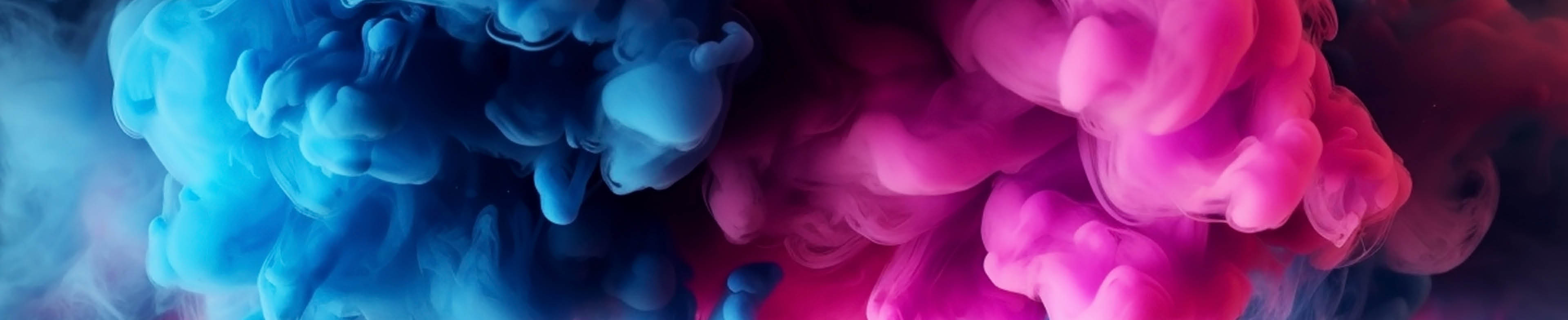 Paint Ink drop in water, Motion color explosion smoke, Blue pink color fluid splash vapor cloud on glitter dust texture black abstract art background; Shutterstock ID 2313909587; purchase_order: -; job: -; client: -; other: -